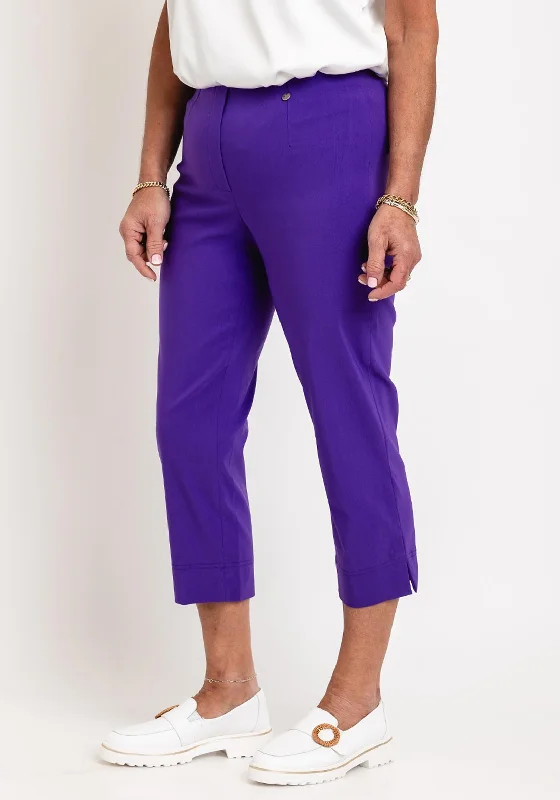 Recycled Material Pants-Robell Maire 07 Slim Fit Cropped Trousers, Purple