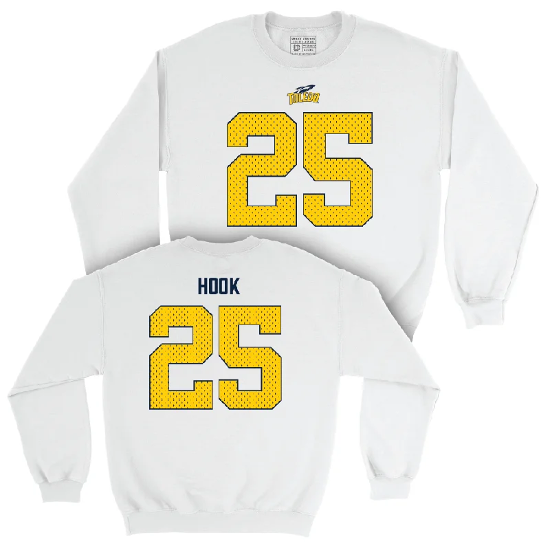 Long Sleeve Printed-Toledo Football White Blitz Crew - Maxen Hook | #25