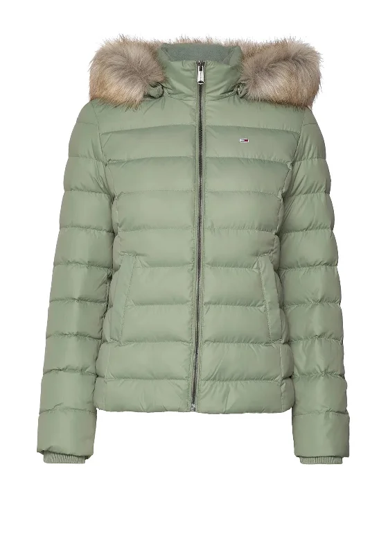 Jackets Hockey-Tommy Jeans Womens Essential Padded Jacket, Dusty Sage