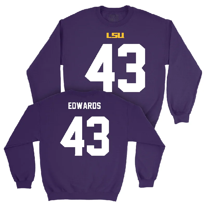 Long Sleeve All-Season-LSU Football Purple Shirsey Crew  - Ty'son Edwards