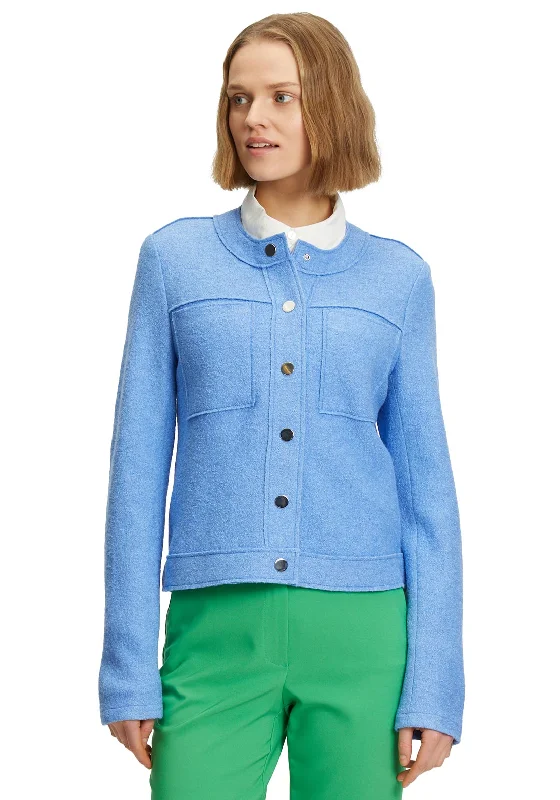 Jackets Affordable-Betty Barclay Buttoned Knit Short Jacket, Ultramarine