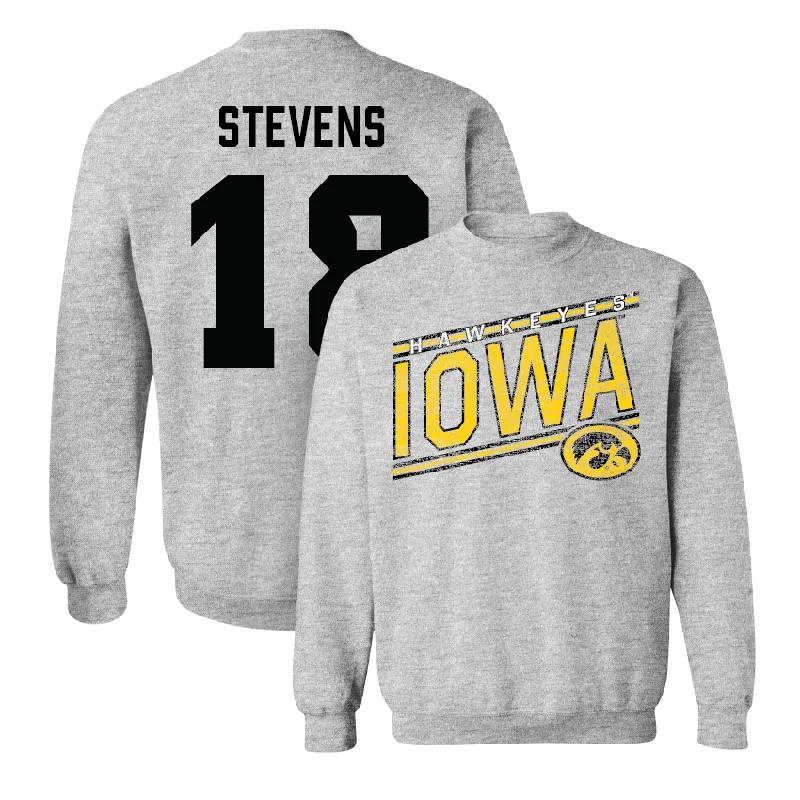 Long Sleeve Resort Wear-Sport Grey Football Slant Crew - Drew Stevens