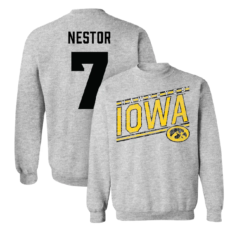 Long Sleeve All-Season-Sport Grey Football Slant Crew   - John Nestor