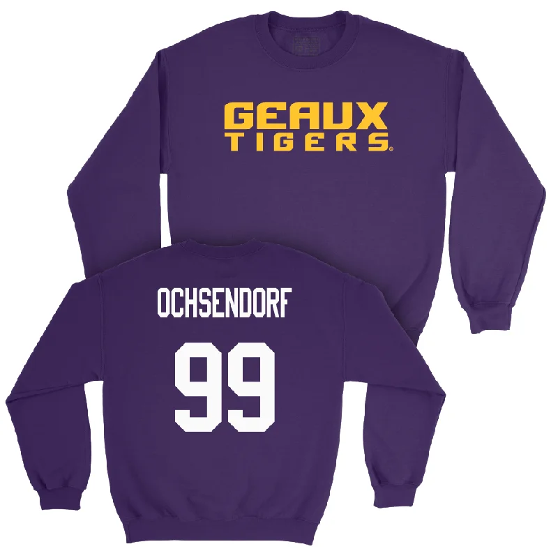 Long Sleeve Gym-Football Purple Geaux Crew    - Blake Ochsendorf