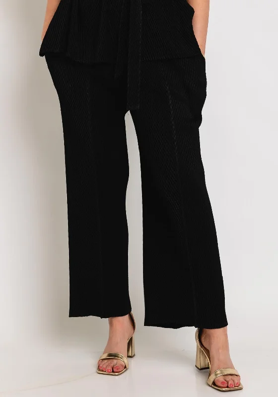 Classic Pants-Thanny Crepe Wide Leg Trousers, Black