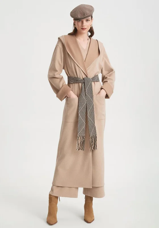 Jackets Luxury-Camelot Open Long Coat, Beige