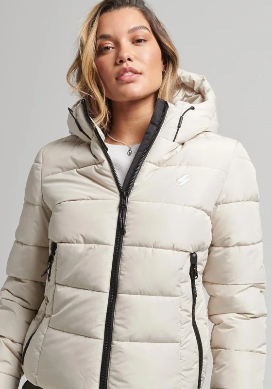 Jackets Hockey-Superdry Womens Water Repellent Puffer Jacket, Pelican