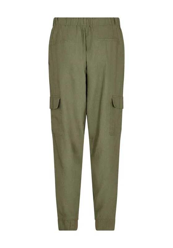 Tactical Pants-Freequent Lava Linen Cargo Trousers, Deep Lichen Green