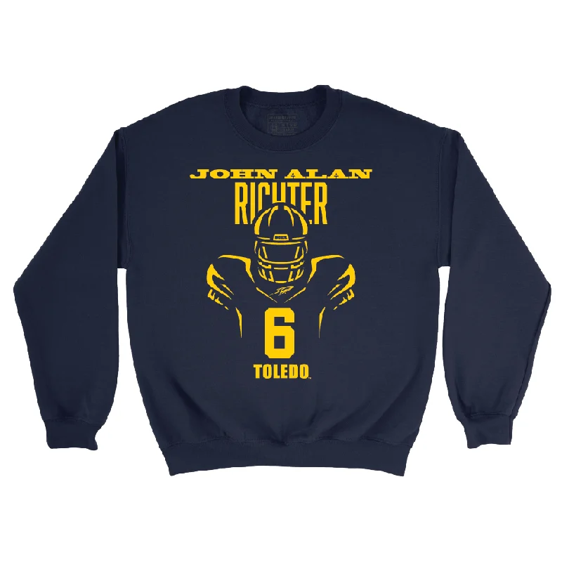 Long Sleeve Trending-Toldeo Football Navy End Zone Crew - John Alan Richter | #6