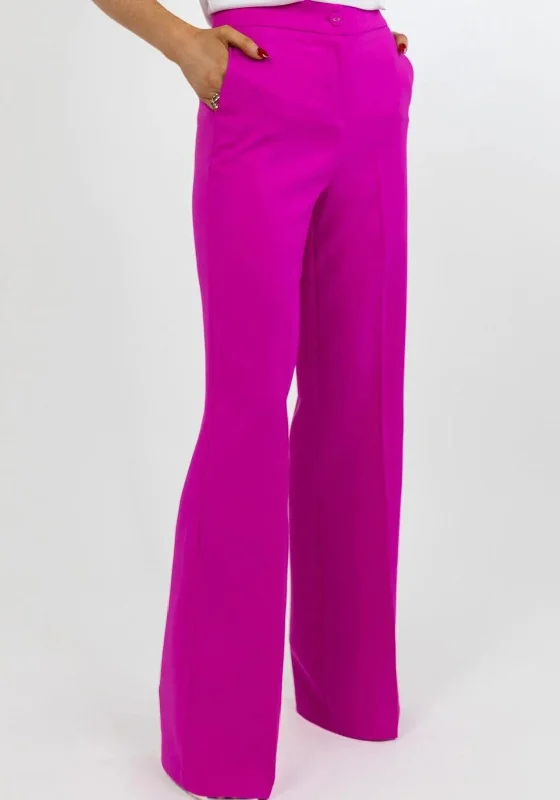 Tactical Cargo Pants-Kate & Pippa Palermo Wide Leg Trousers, Pink