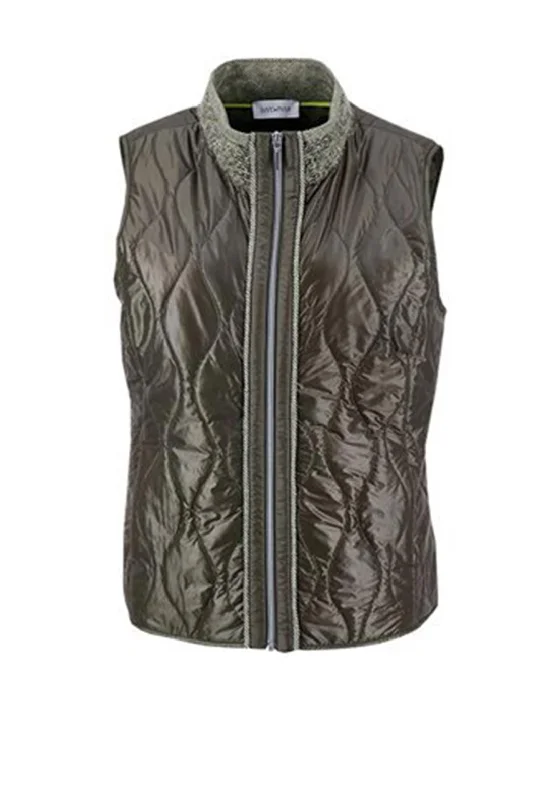 Jackets Stylish-Just White Padded Gilet, Olive