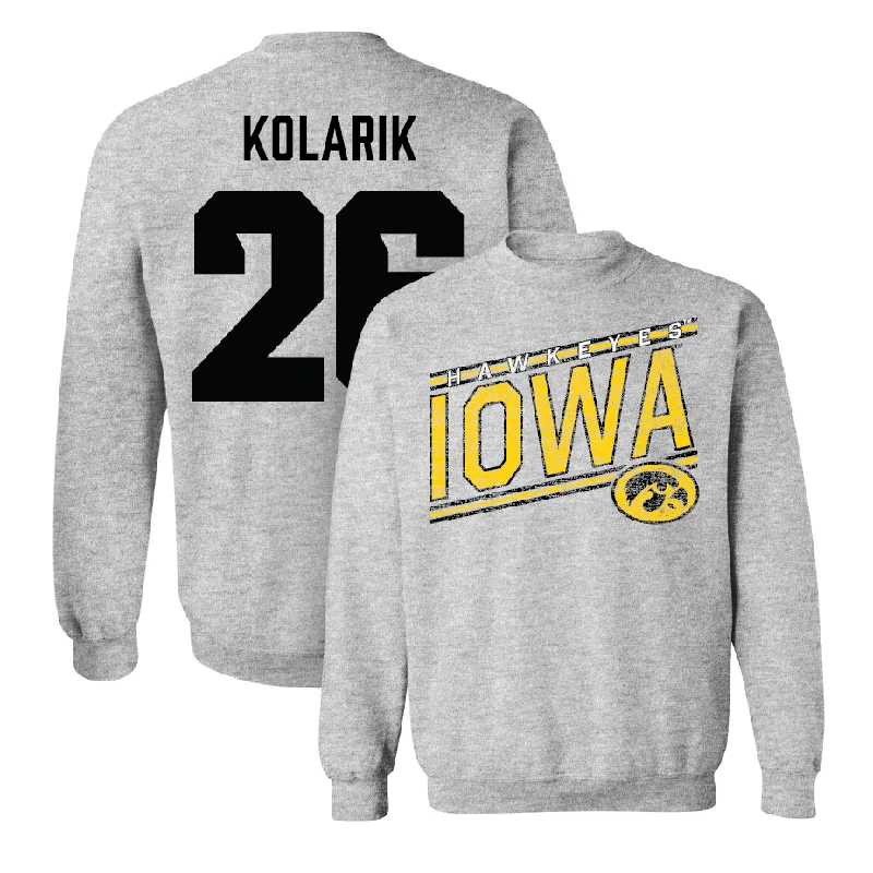 Long Sleeve Fall-Sport Grey Football Slant Crew  - Kael Kolarik