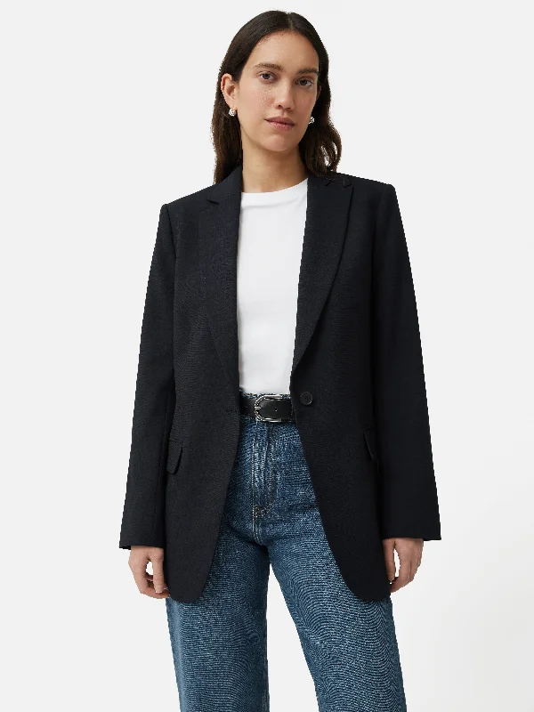 Jackets Sherpa-Crosshatch Knox Blazer | Navy