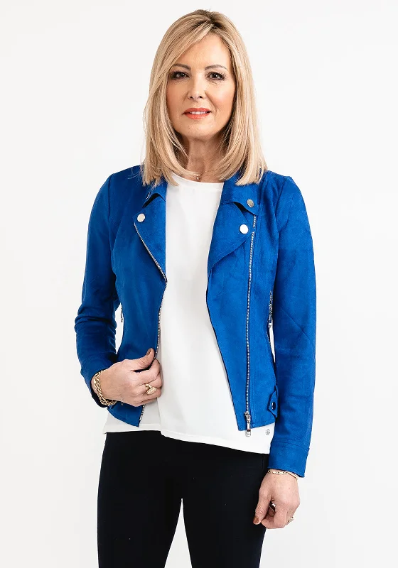 Jackets Artistic-Seventy1 Faux Suede Biker Jacket, Royal Blue