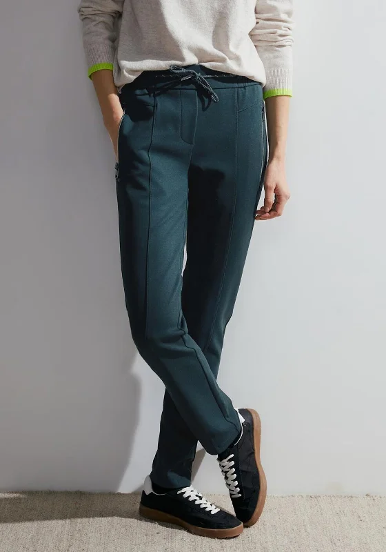 Pajama Pants-Cecil Casual Fit Jogger Trousers, Strong Petrol Blue