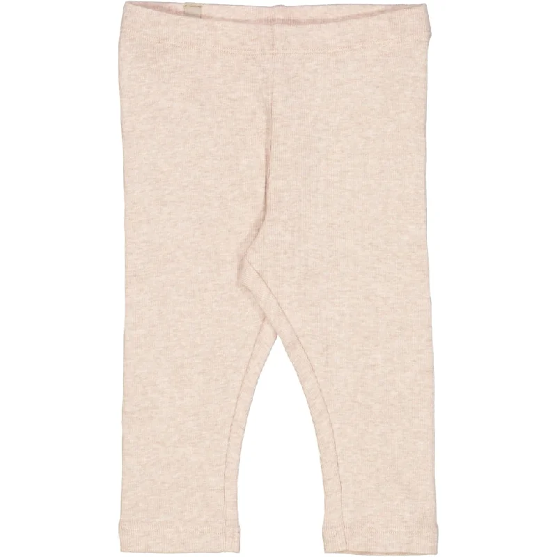 High Waisted Pants-Rib Leggings - rose melange