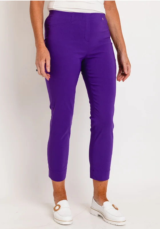 Anti Stain Pants-Robell Rose 09 Ankle Grazer Trousers, Deep Purple