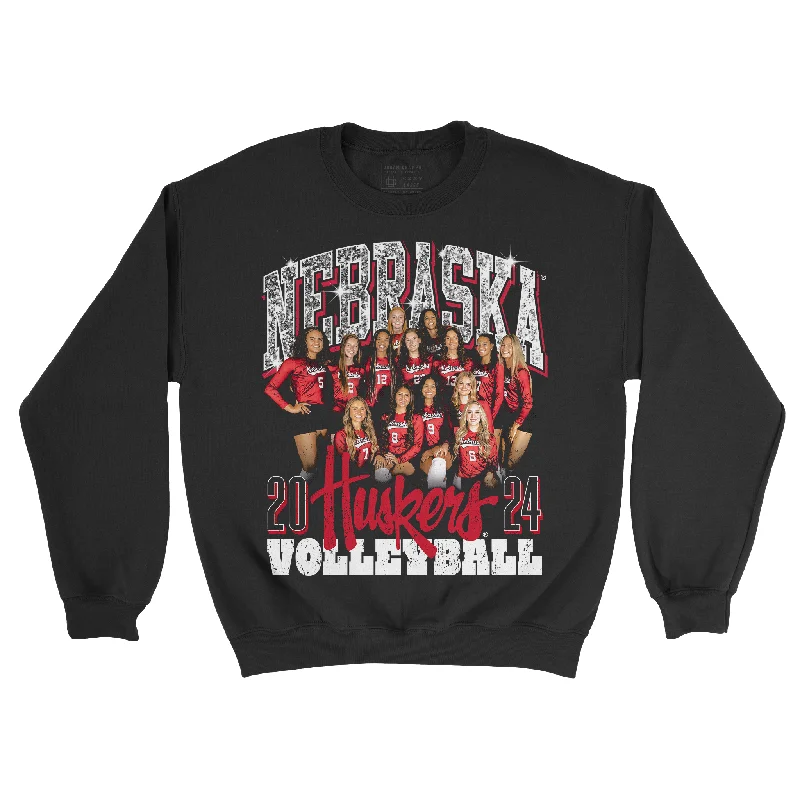 Long Sleeve Insulated-EXCLUSIVE RELEASE: Nebraska Women's Volleyball 2024 Team Crew - Black