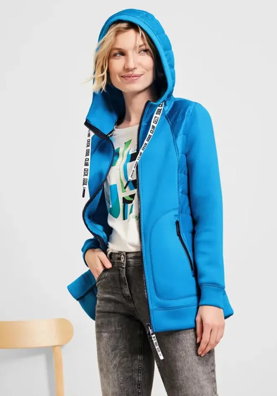 Jackets Green-Cecil Mix Material Zip Short Jacket, Club Blue