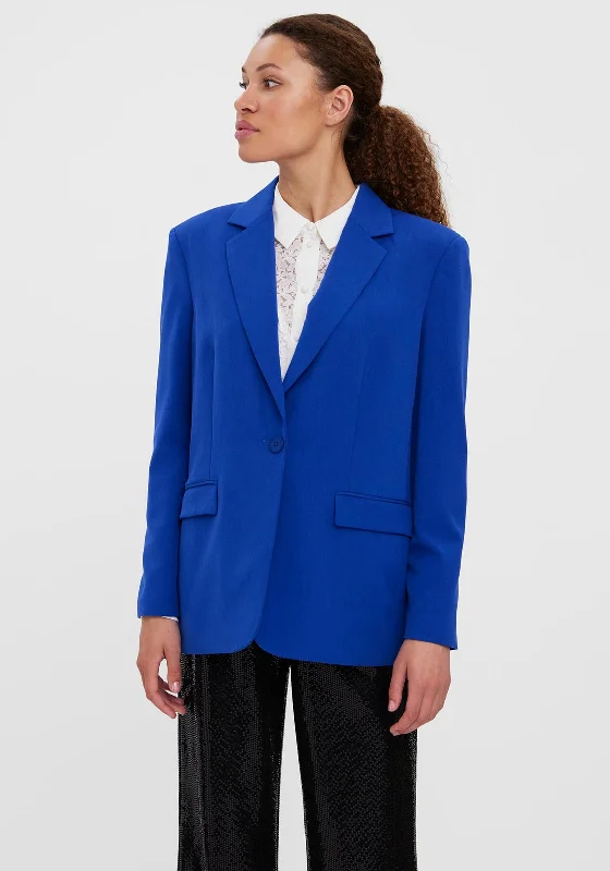 Jackets Fraternity-Vero Moda Single Breasted Boxy Blazer, Sodalite Blue