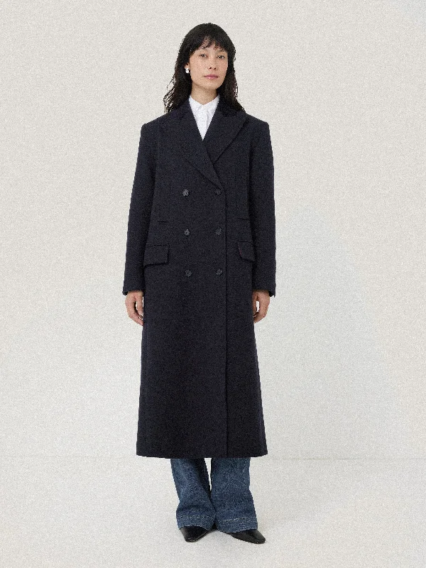 Jackets Varsity-Wool Double Breasted Overcoat | Navy