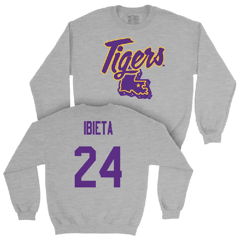 Long Sleeve Polyester-Football Sport Grey Tiger State Crew  - Landon Ibieta