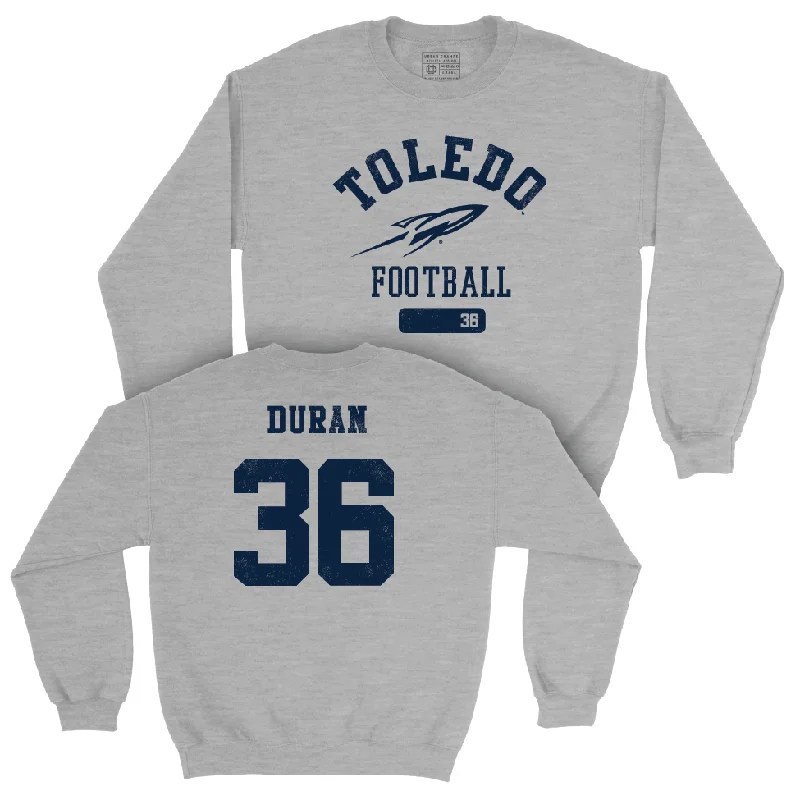 Long Sleeve Trendy-Toledo Football Sport Grey Varsity Crew - Emilio Duran | #36