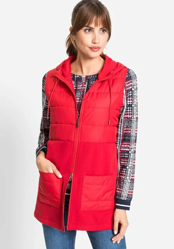 Jackets Pullover-Olsen Padded & Jersey Mix Mid Length Gilet, Red