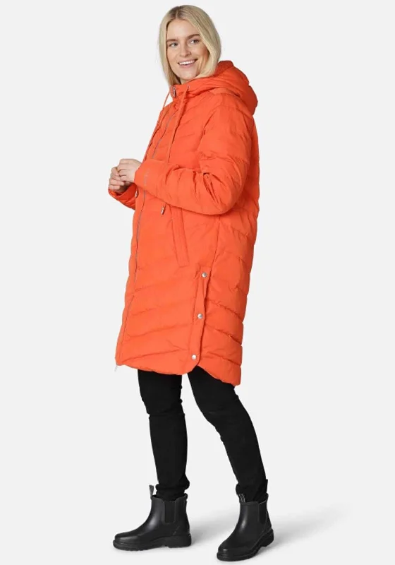 Jackets Safari-Ilse Jacobsen Peppy Down & Feather Padded Quilted Long Coat, Orange