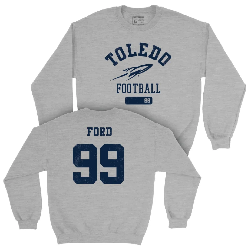 Long Sleeve Weekend Outfit-Toledo Football Sport Grey Varsity Crew - Travion Ford | #99