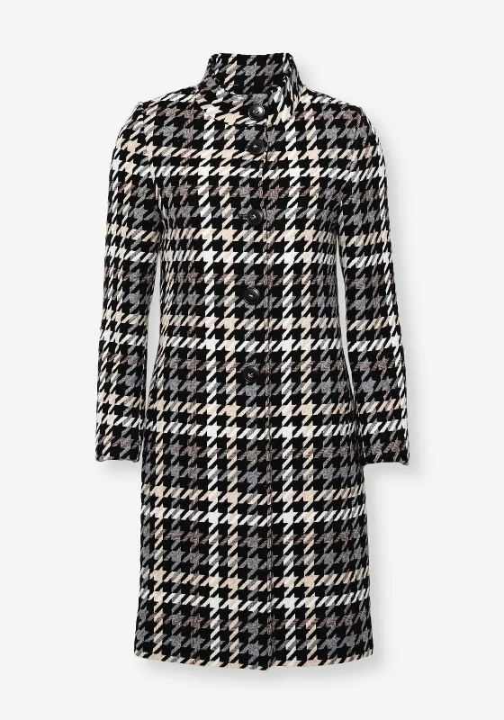 Jackets Funny-Christina Felix Houndstooth Long Coat, Black Multi