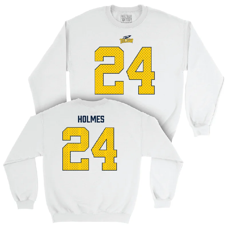 Long Sleeve Geometric-Toledo Football White Blitz Crew - Kaden Holmes | #24