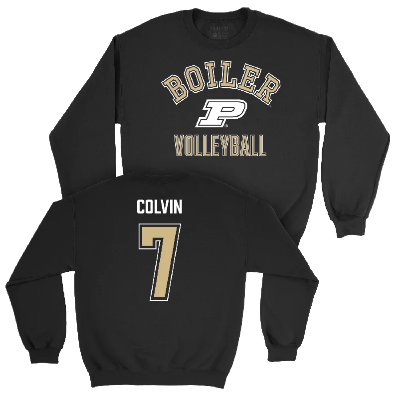 Long Sleeve Office-Women's Volleyball Black Classic Crew - Raven Colvin | #7