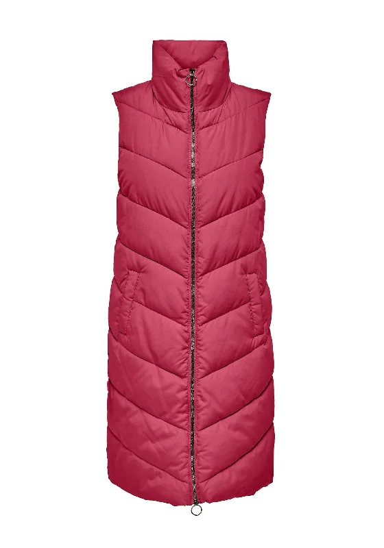 Jackets Popular-JDY Finno Long Padded Gilet, Raspberry Wine