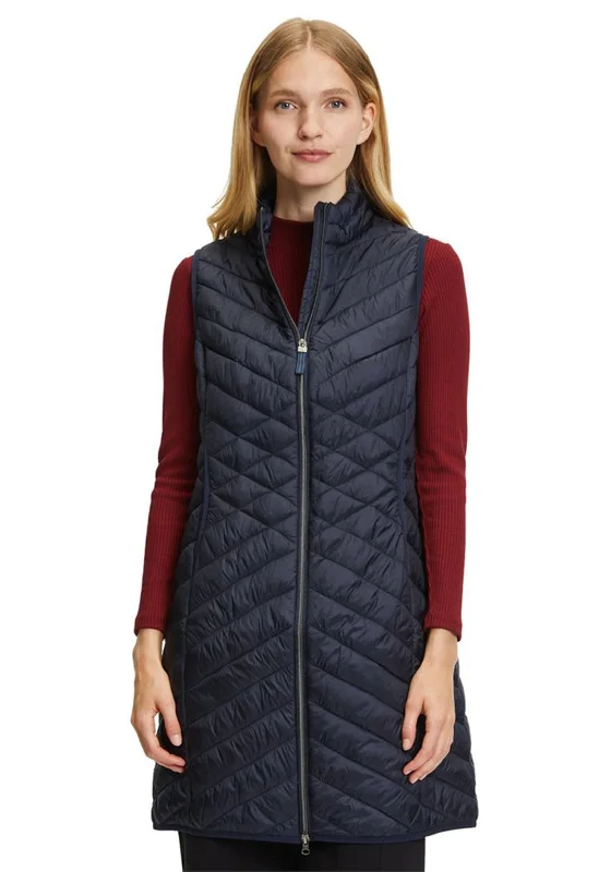 Jackets Durable-Betty Barclay Light Quilted Long Gilet, Navy