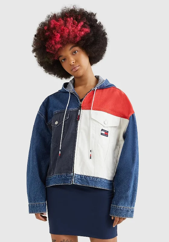 Jackets Hunting-Tommy Jeans Womens Oversized Denim Jacket, Multi