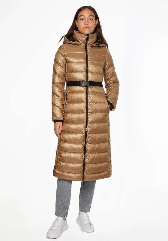 Jackets Techwear-Calvin Klein Womens Belted Quilted Coat, Safari Canvas