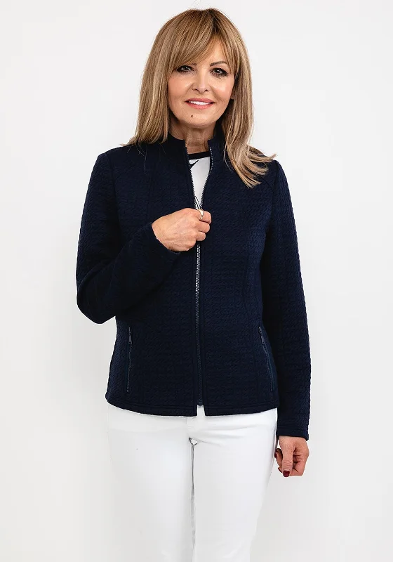 Jackets Blazer-Rabe Textured Short Jersey Zip Jacket, Navy