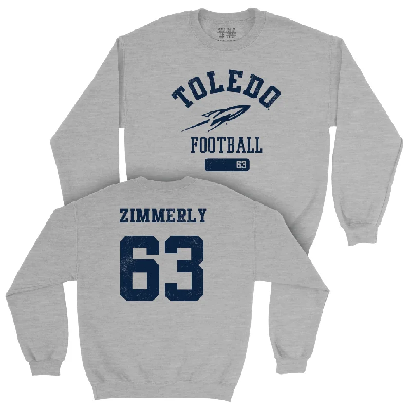 Long Sleeve Heavy-Duty-Toledo Football Sport Grey Varsity Crew - Grant Zimmerly | #63