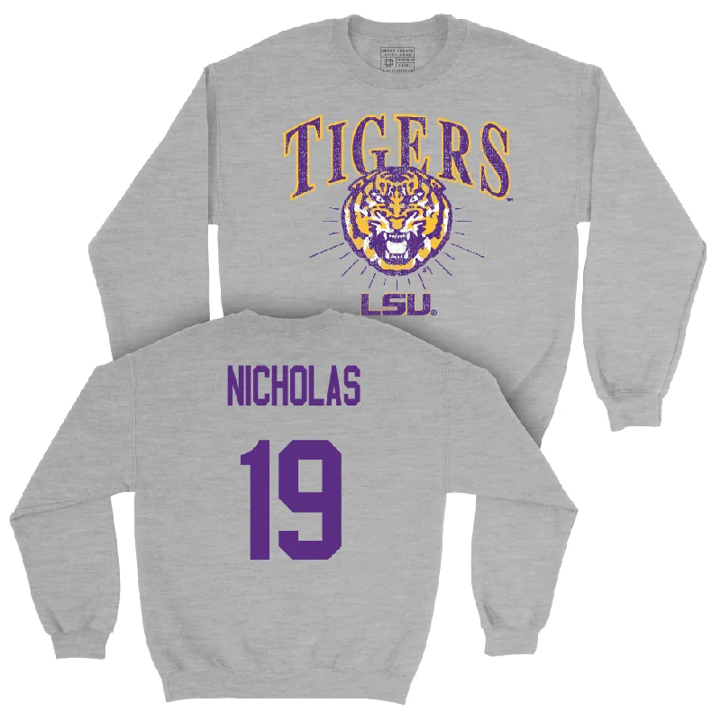 Long Sleeve Hoodie-Football Sport Grey Tigers Crew    - Javen Nicholas