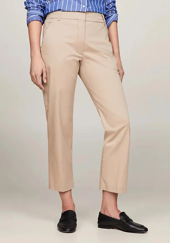 Loose Fit Pants-Tommy Hilfiger Womens Slim Straight Chinos, Beige