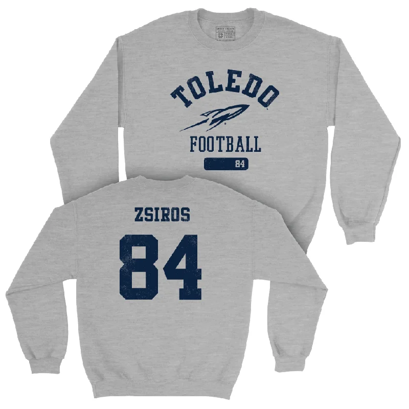 Long Sleeve Office Look-Toledo Football Sport Grey Varsity Crew - Thomas Zsiros | #84