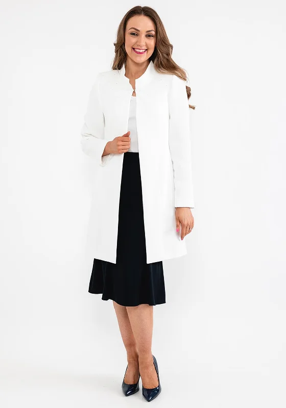 Jackets Minimalist-Christina Felix Swarovski Shoulder Mid Length Coat, White