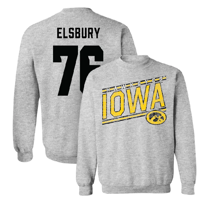 Long Sleeve Free Shipping-Sport Grey Football Slant Crew - Tyler Elsbury