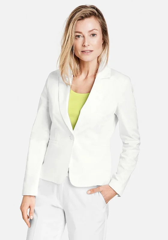 Jackets Printed-Gerry Weber Lapel Collar Blazer, White