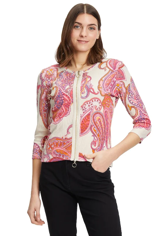 Jackets Cotton-Betty Barclay Paisley Print Jersey Jacket, Pink Multi