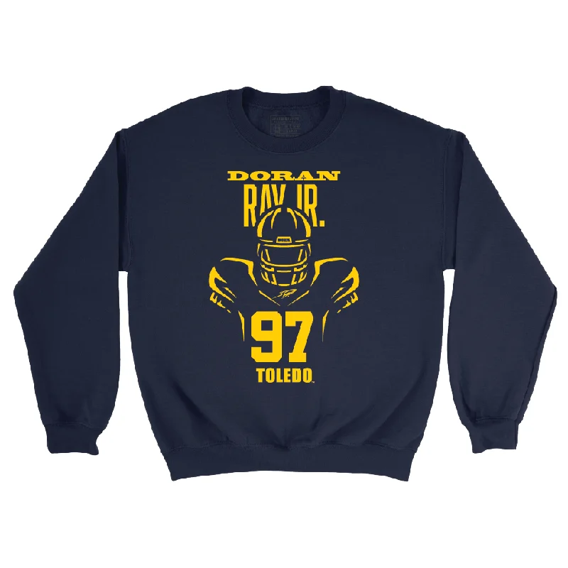 Long Sleeve Birthday-Toldeo Football Navy End Zone Crew - Doran Ray Jr. | #97