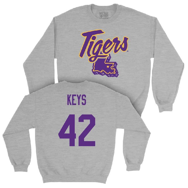 Long Sleeve Henley-Football Sport Grey Tiger State Crew    - Davhon Keys