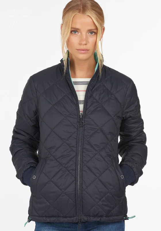 Jackets Music Band-Barbour Womens Southport Reversible Quilted Jacket, Navy & Mint