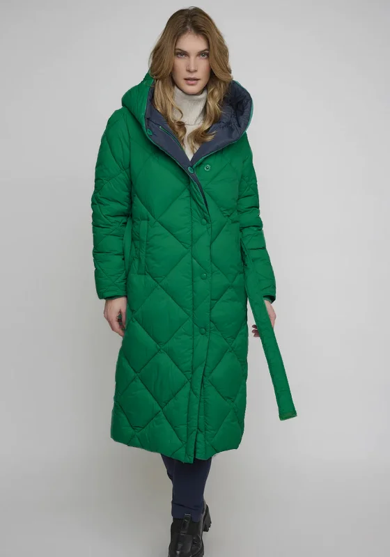 Jackets Fantasy-Rino & Pelle Morice Long Quilted Coat, Emerald & Navy